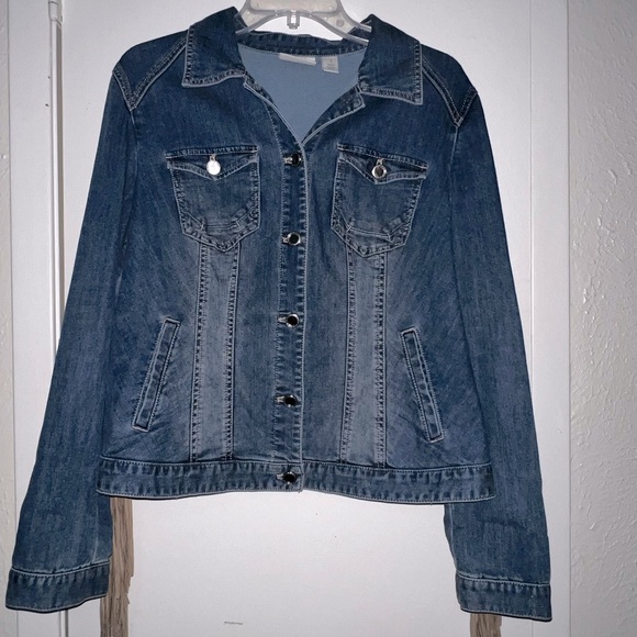 Chico's Jackets & Blazers - Chico’s Denim Jacket with fringe